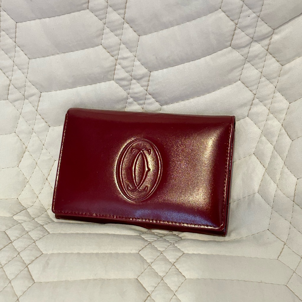 Cartier Deep Red Leather Wallet Card Holder Cartier Deep Red Leather Wallet Card Holder